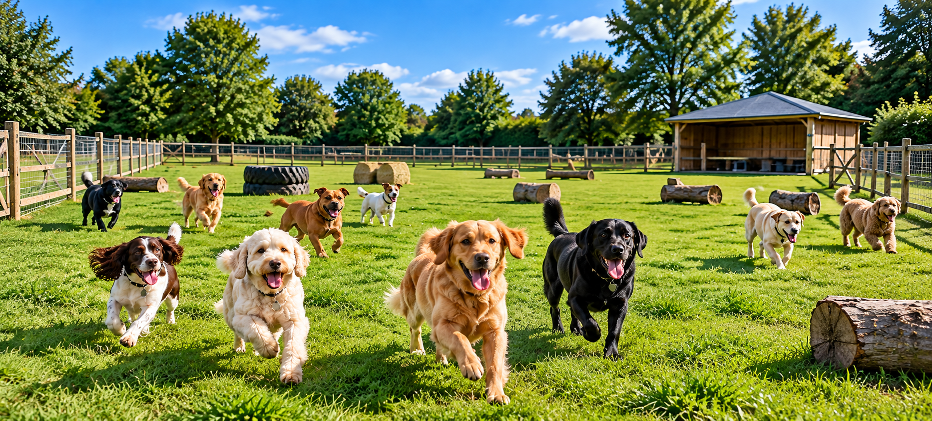 Secure dog daycare centre and exercise field in Peterborough