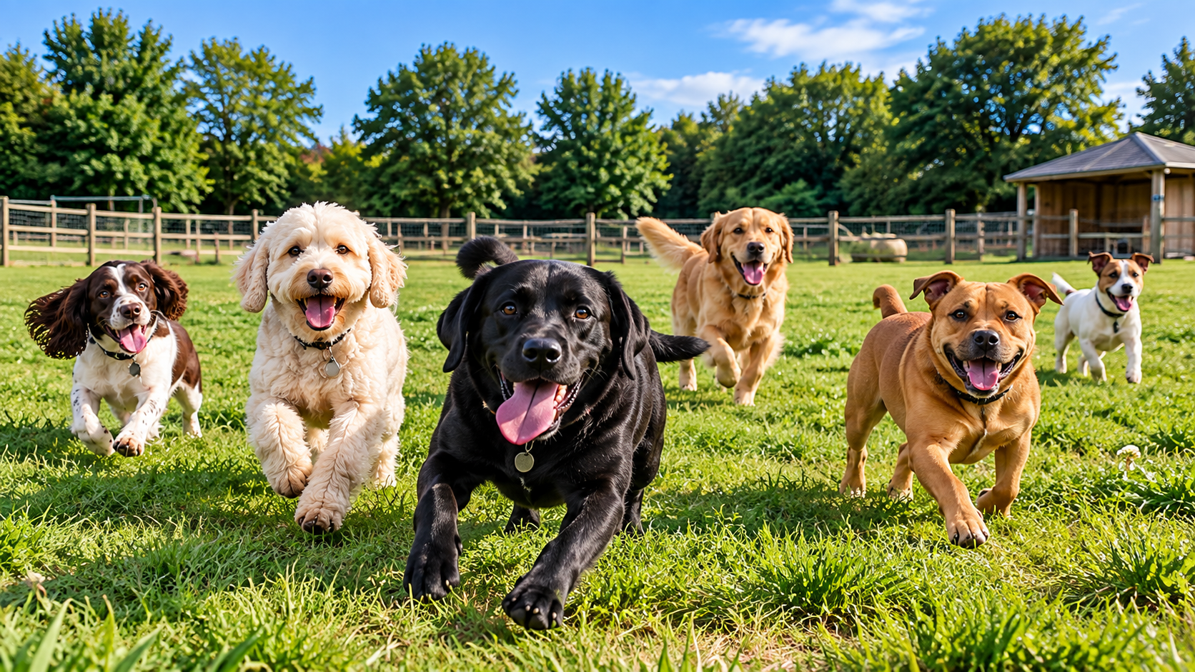 Dogs enjoying Doggy Paws daycare centre in Peterborough